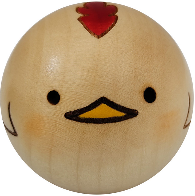 USABURO KOKESHI 卯三郎木芥子 十二生肖 木製擺飾 5.8 x 5cm, 雞 木頭色, 1個