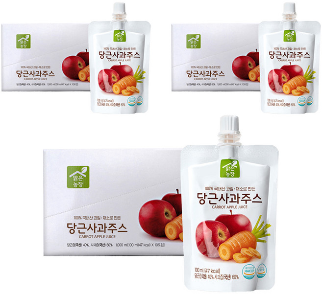 맑은농장 당근사과주스, 100ml, 30개