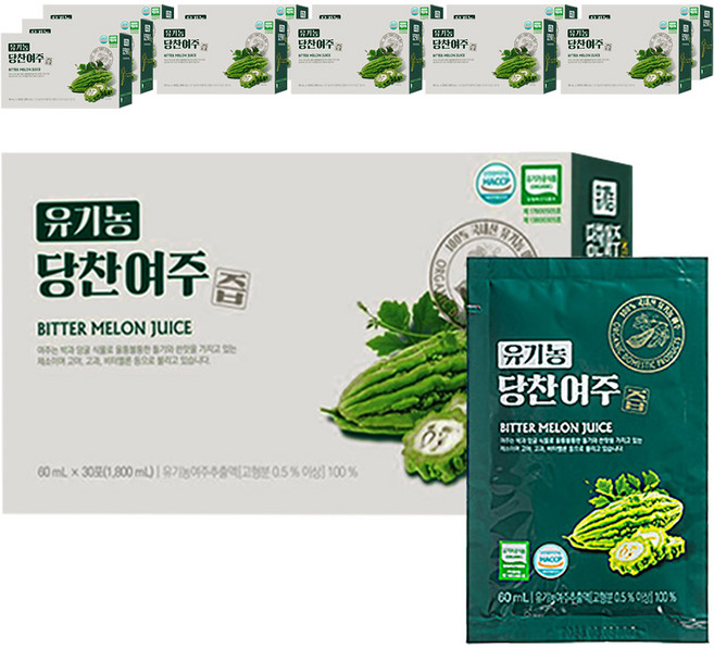 지비엠에스 국내산 유기농 당찬 여주즙, 1.8L, 12개