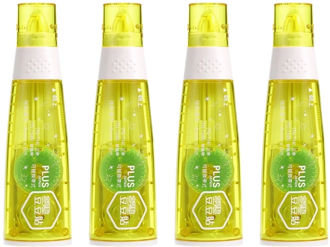 PLUS 普樂士 豆豆彩貼 TG-734 #38112 4mm, 4個, 黃色外殼 綠色膠帶