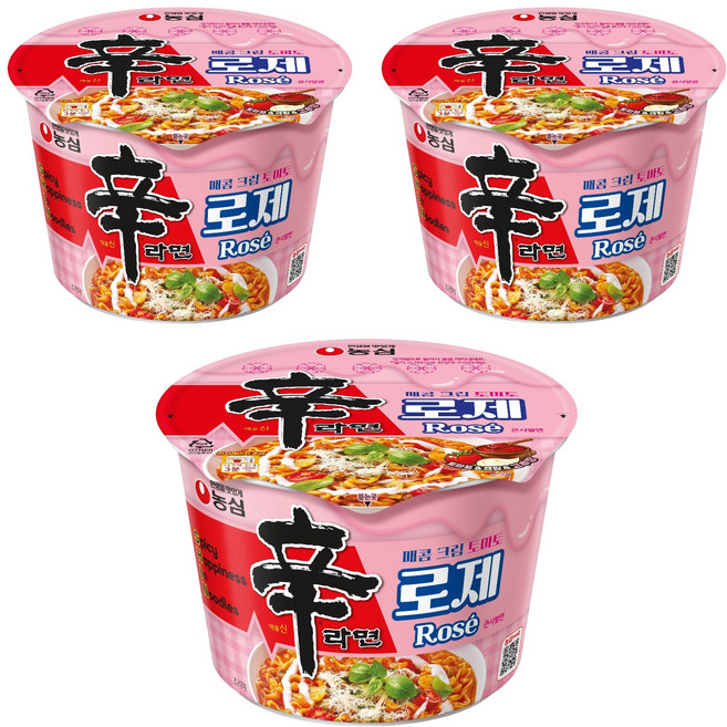 신라면 로제 큰사발면 108g, 3개