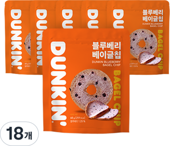 DUNKIN DONUTS 藍莓貝果片, 60g, 18包