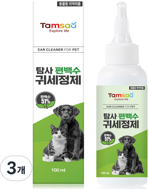 탐사 순한 편백수 반려동물 귀세정제 100ml, 3개