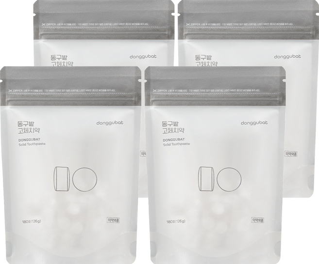 동구밭 씹는 고체 치약 180p, 180g, 4개