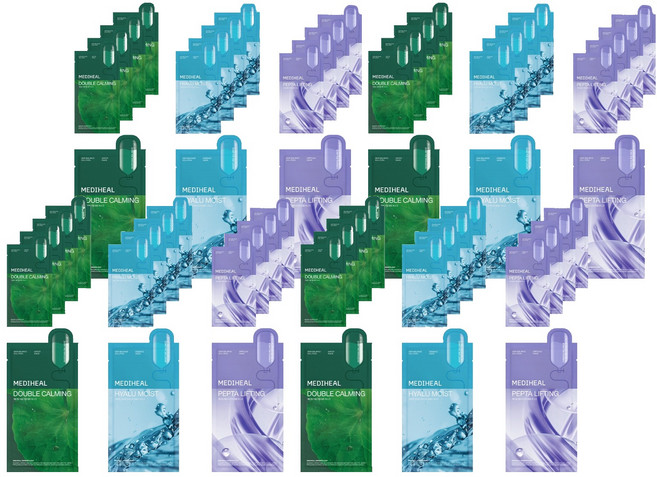 메디힐 더블 카밍 워터 5p + 히알루 모이스트 에센스 5p + 펩타 리프팅 앰플 5p 마스크팩 세트, 15개입, 4세트