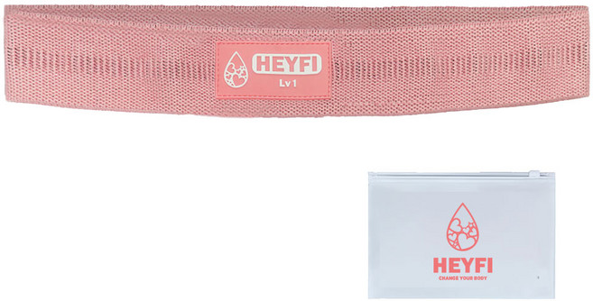 헤이피 스쿼트 힙밴드 미니 Lv1+파우치, 베이비핑크, 1개