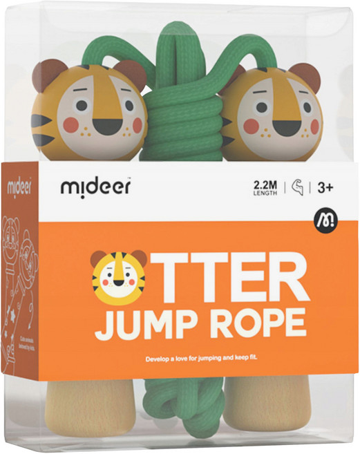 mideer 兒童防滑安全跳繩, 老虎 橘色 + 黃色 + 綠色, 1盒