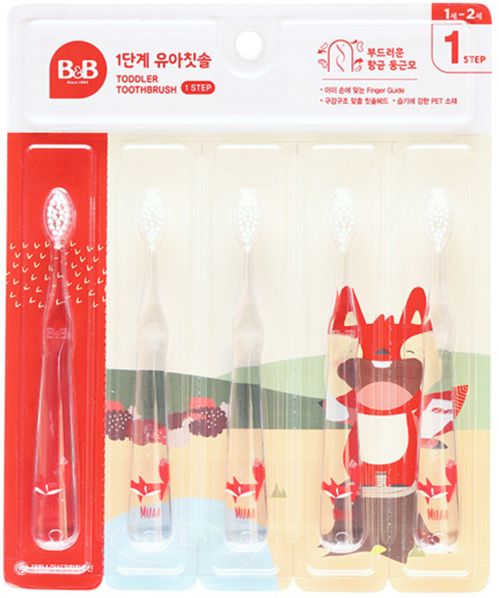비앤비 뮤아 1단계 유아 칫솔, 투명, 5개입, 1개