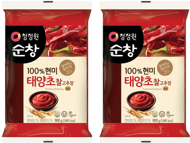 청정원순창 태양초 현미 찰고추장, 900g, 2개