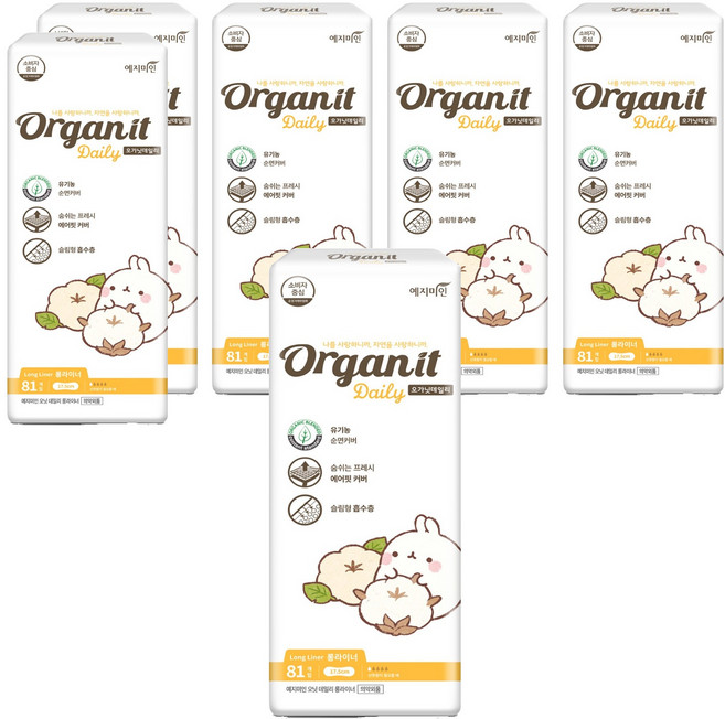예지미인 오닛 데일리 커버 팬티라이너, 롱, 81개입, 6개