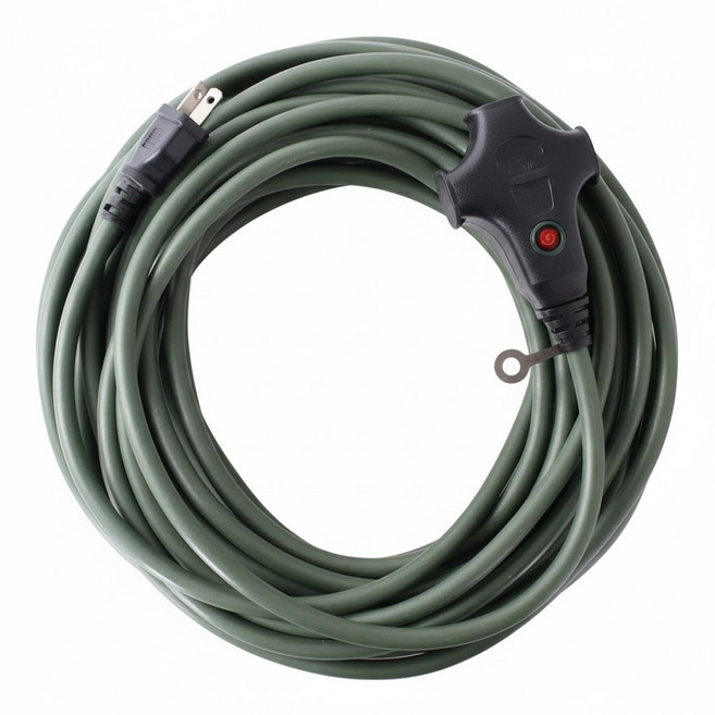 ADAMOUTDOOR 戶外延長動力線 2孔 700g, 軍綠色, 1條, 5m