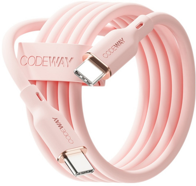 CODEWAY PALLET系列 100W PD USB-C to USB-C 傳輸線, 60cm, 粉色, 1條