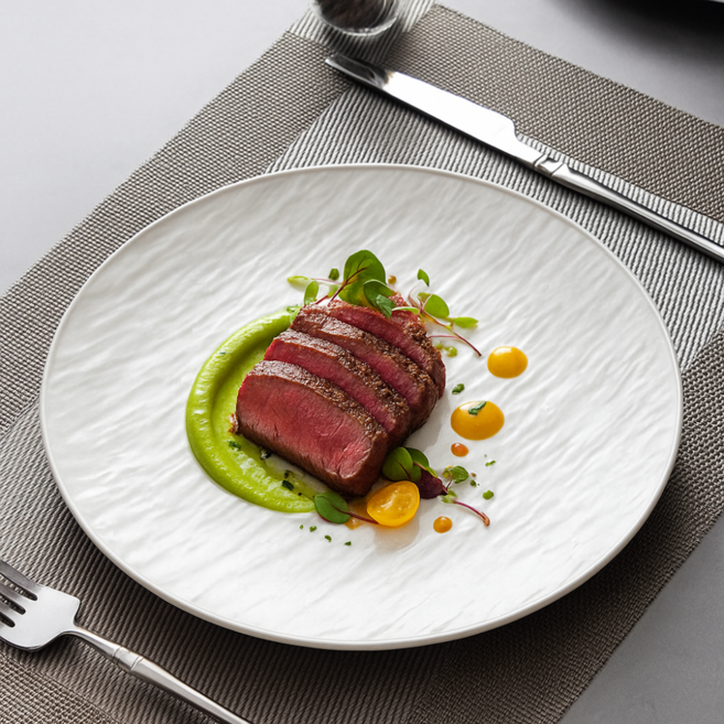 인글로우 BPA FREE 스톤 무늬 원형 접시, 화이트, 4개, 25cm