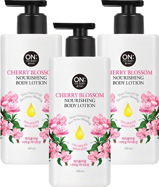 온더바디 너리싱 바디로션 체리블라썸, 400ml, 3개
