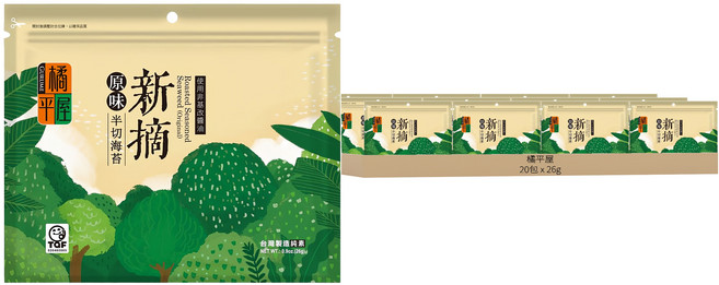 橘平屋 新摘半切海苔 原味, 26g, 20包