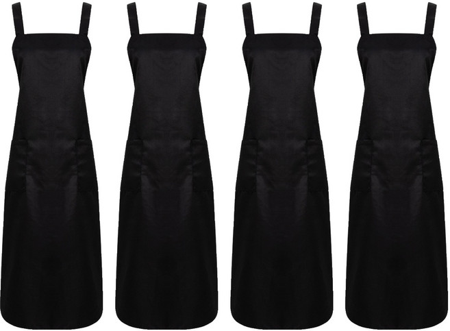 야무진 주방 카페 미용 롱 앞치마, 검정, 4개