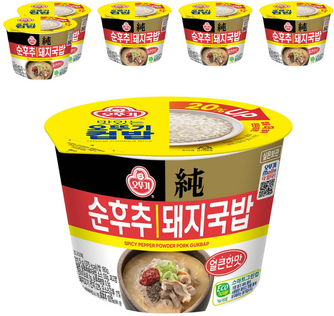 오뚜기 컵밥 얼큰 순후추 돼지국밥, 6개, 311.5g