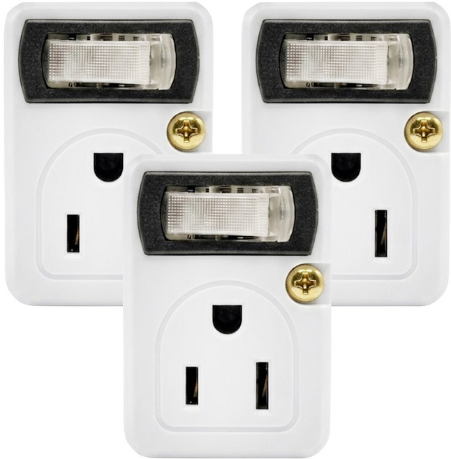 Kinyo 節電1開2插分接器 2孔 + 3孔 MR-5352, 白色, 3個, 54mm