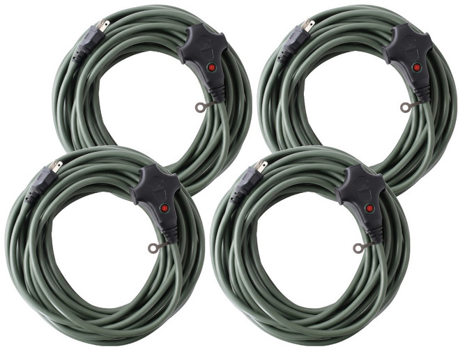 ADAMOUTDOOR 戶外延長動力線 2孔 700g, 軍綠色, 4條, 5m