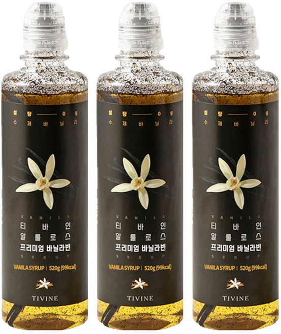 티바인 알룰로스 프리미엄 바닐라빈 시럽, 520g, 3개