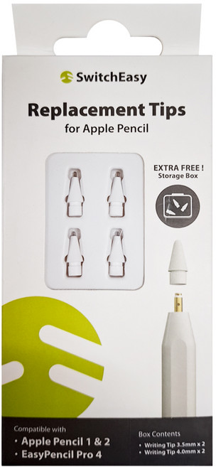 SwitchEasy 魚骨牌 iPad 替換式觸控筆尖4件組 Apple Pencil適用, 白色, 1組