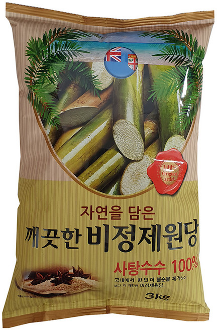 깨끗한 비정제원당, 3kg, 1개