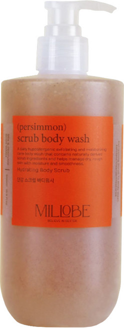 밀로베 단감 스크럽 바디워시 장미 앤 우디향, 1개, 500ml