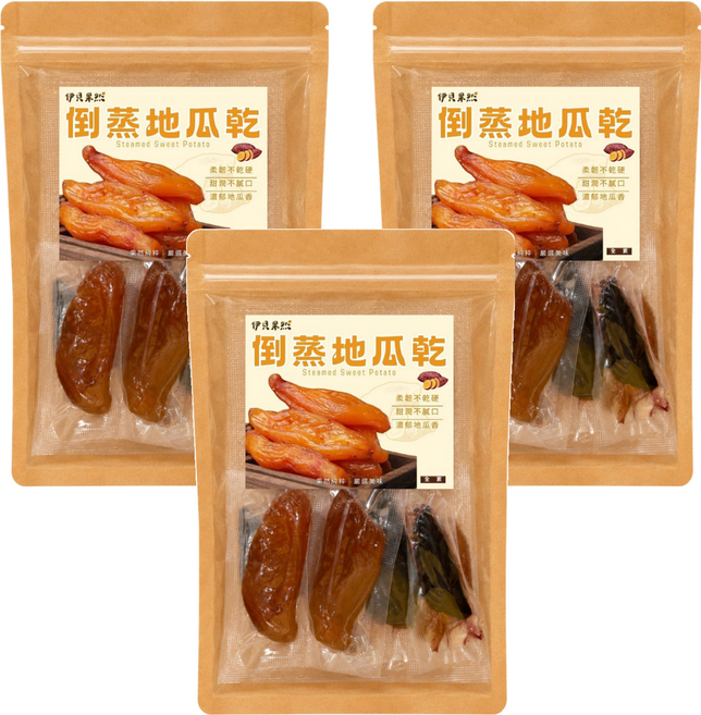 伊貝果然 倒蒸地瓜乾, 3個, 300g