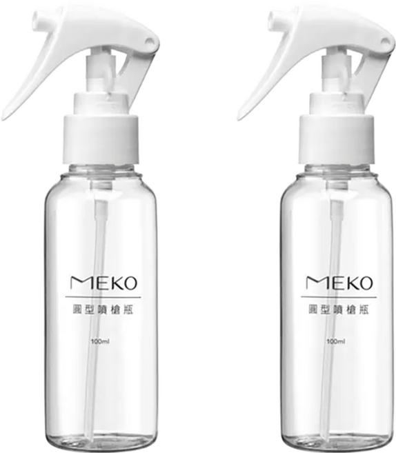 MEKO 圓形噴槍瓶 100ml 攜帶方便 用於分裝化妝水等液態類, 透明, 2個