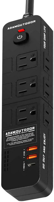 ADAMOUTDOOR 4開6插30W PD平貼式延長線 ADPW-S4362U1C 家用款, 1.8m, 黑色, 1個