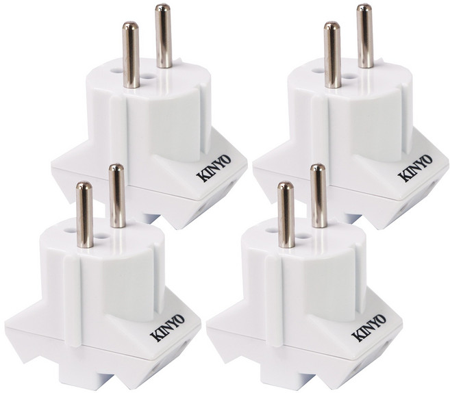 Kinyo 旅行萬用3面轉接頭 J-38, 白色, 4個