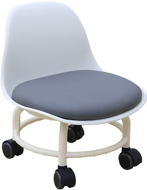 21세기트랜드 고급 바퀴달린 등받이 귀요미 튼튼 좌식의자, 화이트인조가죽진그레이, 1개