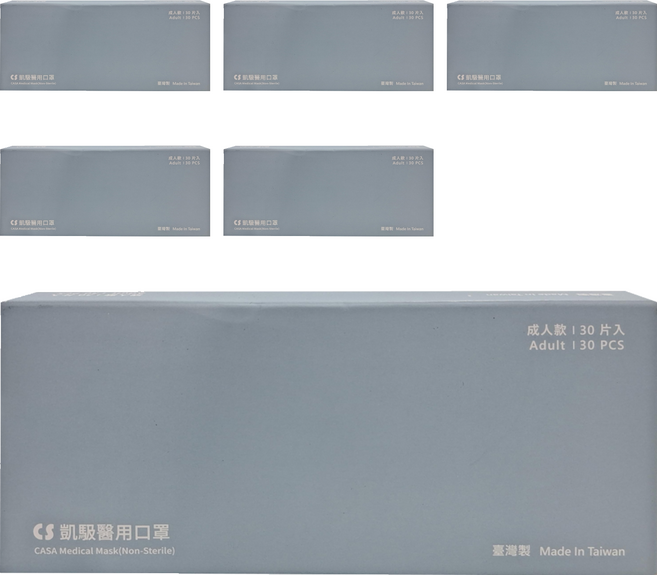 CS 凱馺國際 成人平面滿版三層醫用口罩, 30片, 6盒, 黛妃紫