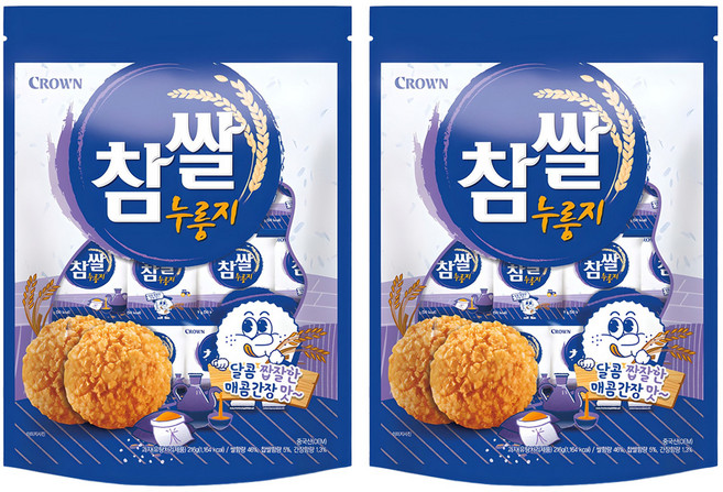크라운 참쌀 누룽지, 216g, 2개