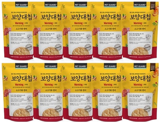 보양대첩 전연령 강아지 파우치 사료 워밍, 소+연어, 80g, 10개