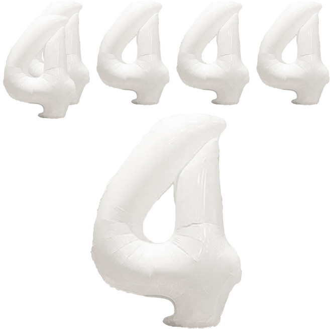 數字氣球 吹後高度約64cm, 白色, 6個