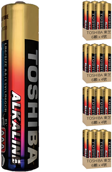 TOSHIBA 東芝 台灣公司貨 鹼性電池 4號, 6顆, 4組