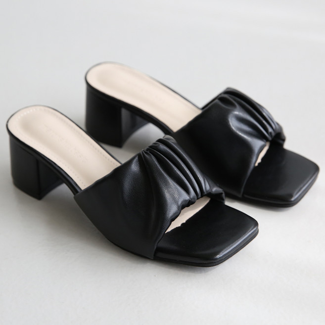 단골언니 여성용 무어즈 네추럴 셔링 주름 뮬 슬리퍼 5cm