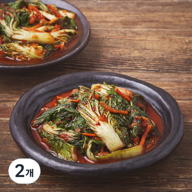 모산김치 갓담근 시원한 보리 얼갈이 김치, 1.5kg, 2개