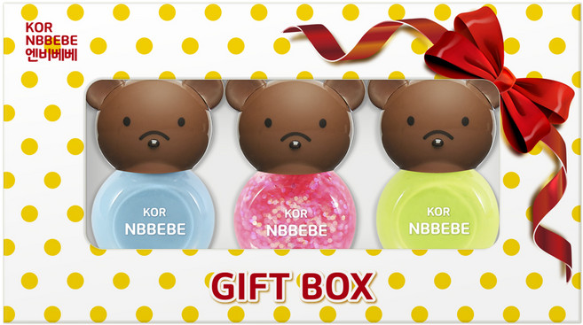 엔비베베 유아 매니큐어 3종 선물세트, 크림블루 + 블링핑크 + 퍼니그린, 1개