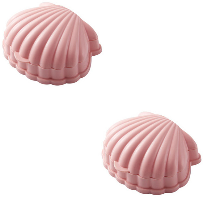 더자카 휴대용 조개 비누케이스, 핑크, 2개