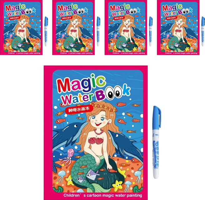 兒童塗鴉本/畫畫本 繪本 + 畫筆 小美人魚 5組, 平裝書