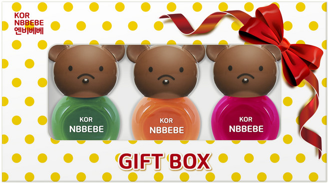 엔비베베 어린이 매니큐어 3종 선물세트, 비비드그린 + 비비드오렌지 + 비비드핑크, 1개