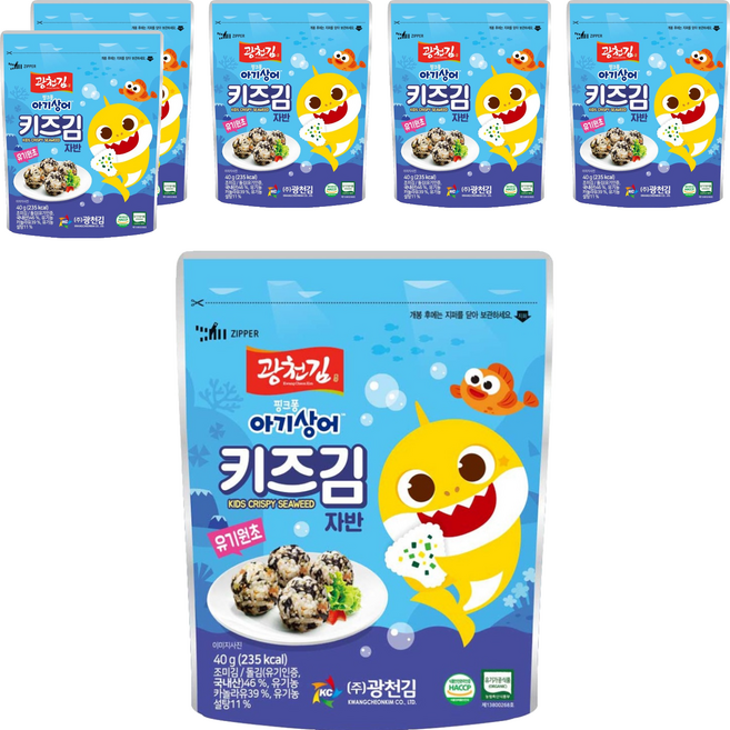 광천김 핑크퐁 키즈김자반, 40g, 6개