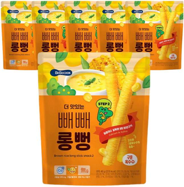 BEBECOOK 孩童更美味棒狀米餅, 烤玉米, 40g, 6個