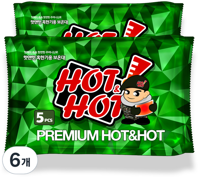 핫앤핫 대용량 보온대 핫팩 150g, 6개