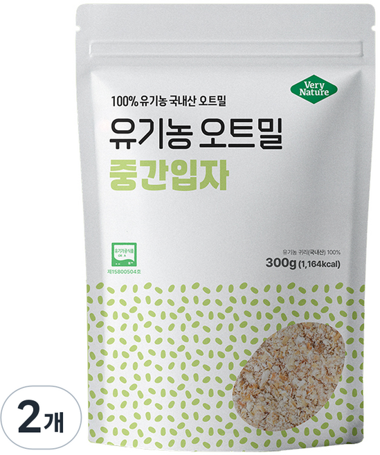 베리네이처 잡곡 유기농 오트밀 중간입자, 300g, 2개