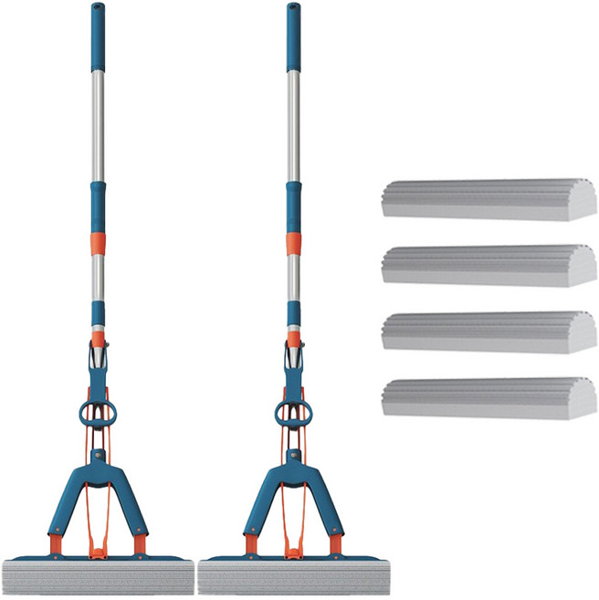 헤라우스점핑 와이드 매직 펄프 청소기 밀대 + 리필 패드 3장 세트, 2세트