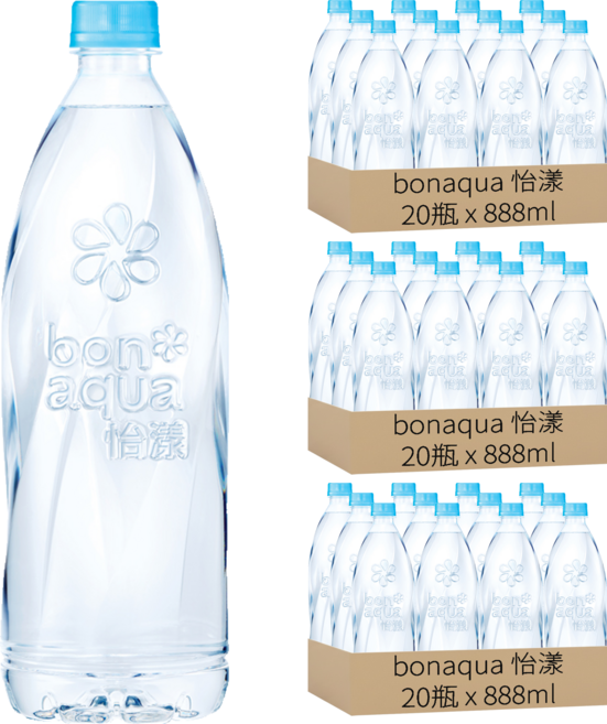 bonaqua 怡漾 鹼性離子水, 888ml, 60瓶