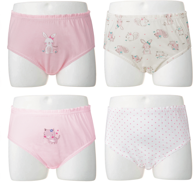 베이스알파에센셜 여아용 오가닉 무형광 순면 삼각 팬티 4p